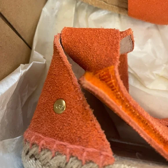 UGG Mila Suede Espadrille Sandals Orange Size 9 With Box - Picture 8 of 10